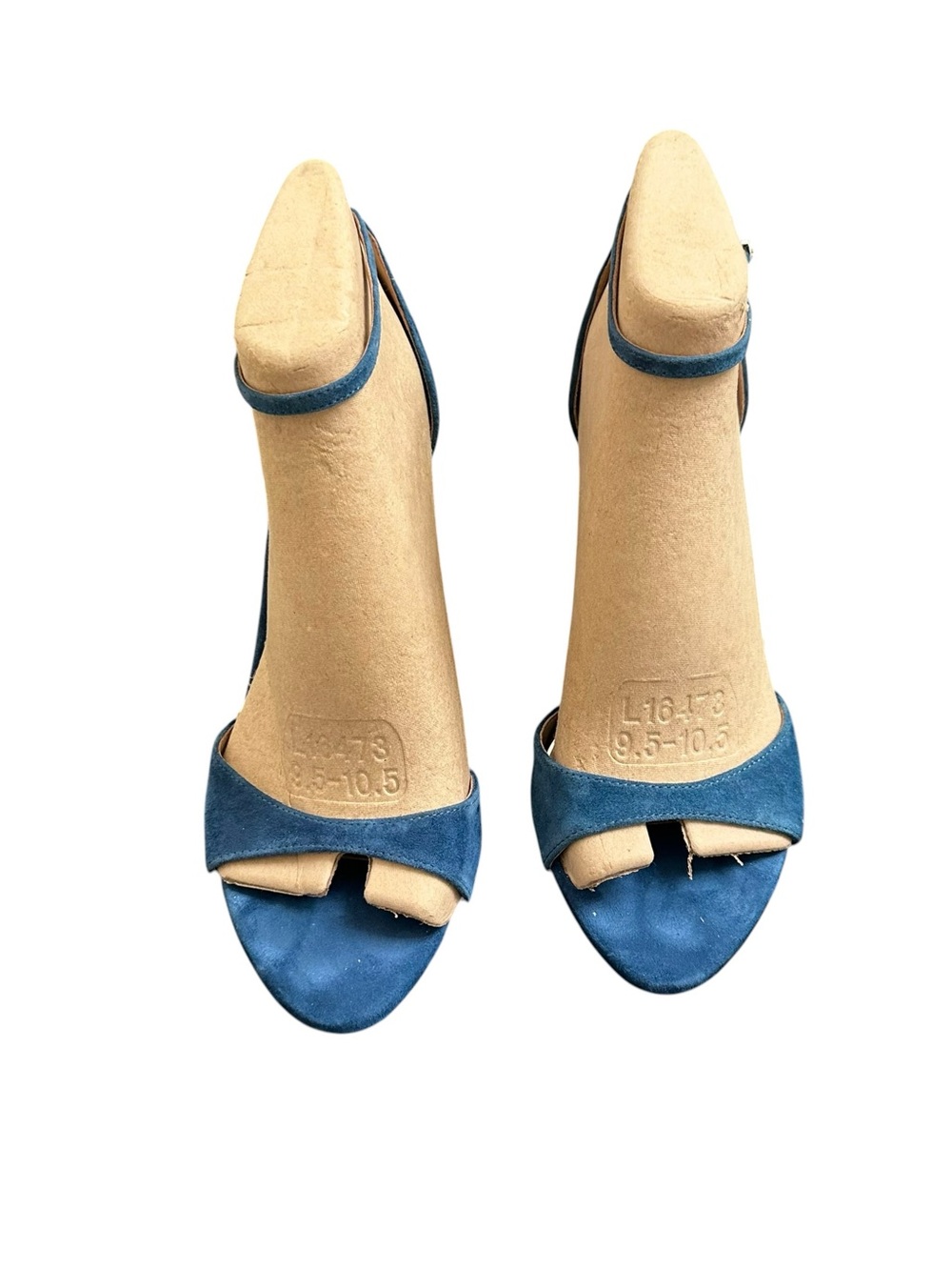 Guess Teal Open-Toe Suede Ankle-Strap Heels